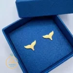 خرید گوشواره طلا میخی لیزری دم وال توپر زنانه و دخترانه ساده و مینیمال
