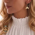 خرید گوشواره طلا بخیه ای دم وال توپر زنانه و دخترانه 18 عیار نیم گرمی