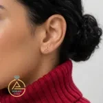 خرید گوشواره طلا میخی لیزری دم وال ظریف زنانه و دخترانه 18 عیار وزن پایین