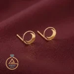 عکس مدل جدید گوشواره طلا میخی ماه و حلقه لیزری زنانه و دخترانه شیک 18 عیار