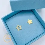 قیمت گوشواره طلا میخی ستاره توپر و توخالی مینیمال زنانه و دخترانه 18 عیار با وزن کم
