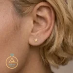 خرید گوشواره طلا میخی ستاره توپر و توخالی مینیمال زنانه و دخترانه 18 عیار زیر 1 گرم