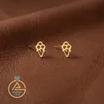 خرید گوشواره طلا میخی بستنی فانتزی زنانه و دخترانه لیزری ساده و مینیمال سبک