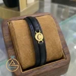 خرید آنلاین دستبند طلا چرم اسپرت حرف C ساده مردانه شیک و جدید
