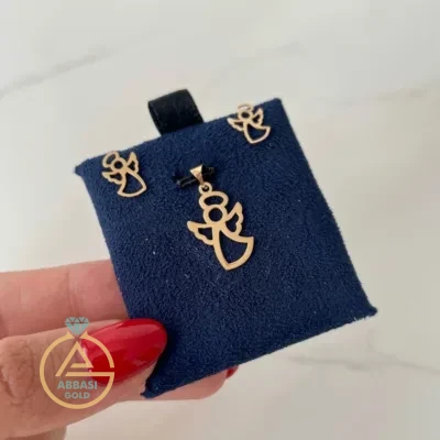 قیمت نیم ست طلا فرشته فانتزی زنانه و دخترانه 18 عیار شیک و ساده یک گرمی