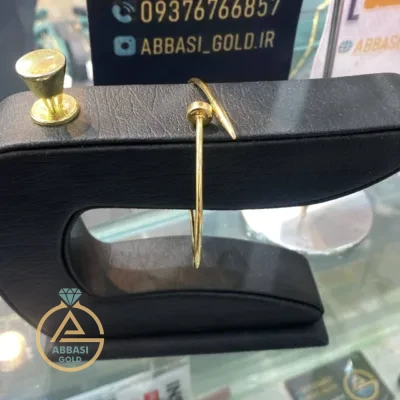 خرید دستبند طلا بنگل میخی زنانه و دخترانه شیک و جدید سه گرمی 18 عیار